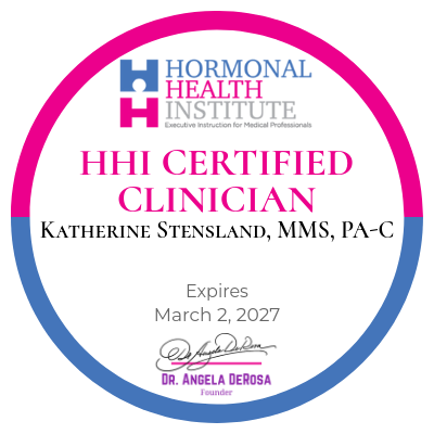 HHI Certified Clinician badge — Hormonal Health Institute certification for Katie Stensland PA-C